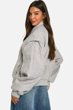 Up To 80% Off Winter Warmers|Wool Look Coats*boohoo Contrast Blanket Stitch Wool Look Jacket grey marl