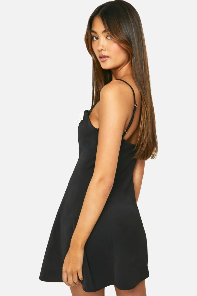 Cami Dresses*boohoo Contrast Bow Cami Slip Dress black