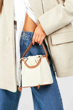 Handbags*boohoo Contrast Canvas Detail Mini Grab Bag tan