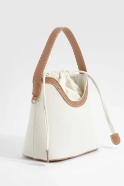 Handbags*boohoo Contrast Canvas Detail Mini Grab Bag tan