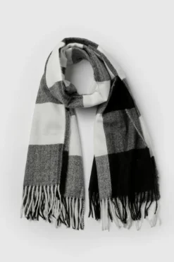 Hats & Gloves|Hats & Gloves*boohoo Contrast Checked Knitted Tassel Scarf black
