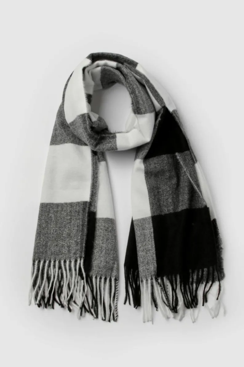 Hats & Gloves|Hats & Gloves*boohoo Contrast Checked Knitted Tassel Scarf black
