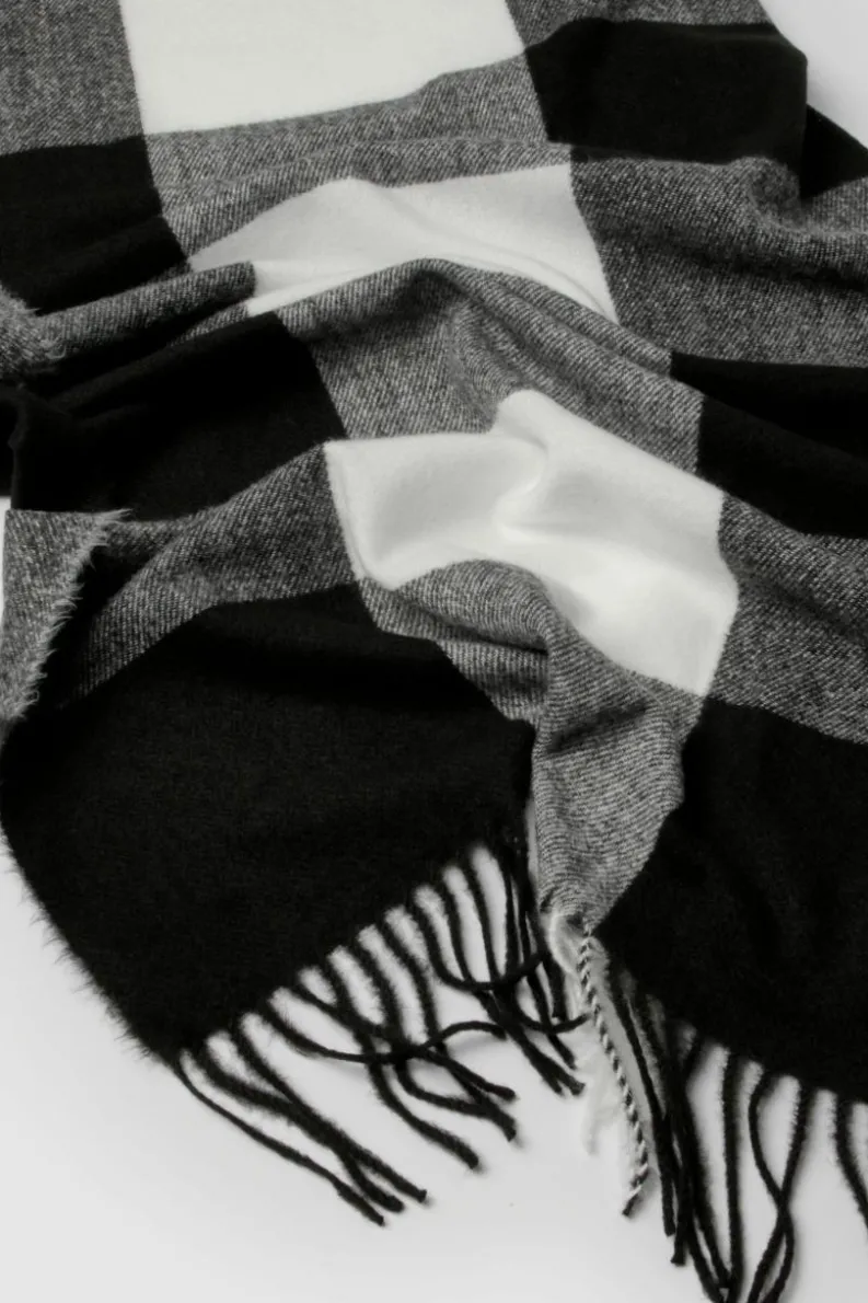 Hats & Gloves|Hats & Gloves*boohoo Contrast Checked Knitted Tassel Scarf black
