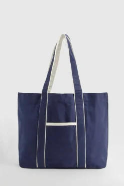Handbags|Tote Bags*boohoo Contrast Detail Canvas Tote Bag navy