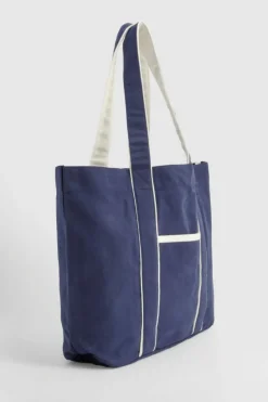 Handbags|Tote Bags*boohoo Contrast Detail Canvas Tote Bag navy