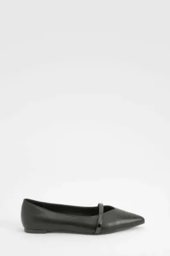 Flats*boohoo Contrast Detail Pointed Flats black