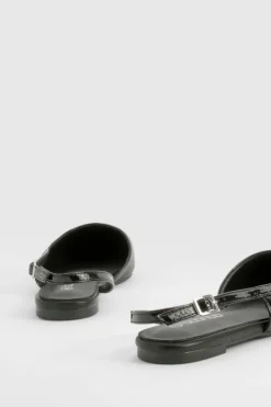 Flats*boohoo Contrast Detail Slingback Pointed Flats black