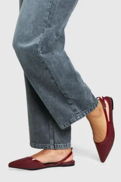 Flats*boohoo Contrast Detail Slingback Pointed Flats burgundy