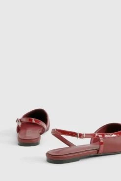 Flats*boohoo Contrast Detail Slingback Pointed Flats burgundy