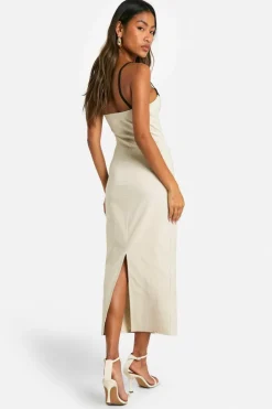 Bodycon Dresses|Maxi Dresses*boohoo Contrast Insert Bengaline Midaxi Dress stone