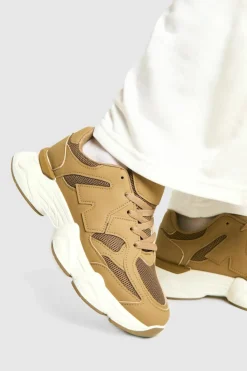 Trainers*boohoo Contrast Knit Chunky Trainers beige