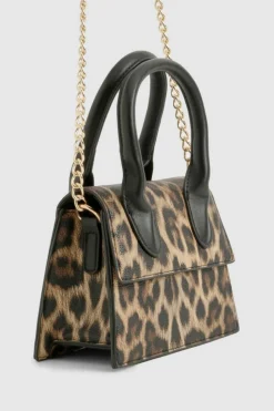 Handbags*boohoo Contrast Chain Strap Grab Bag leopard