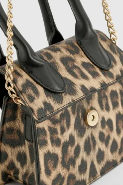 Handbags*boohoo Contrast Chain Strap Grab Bag leopard