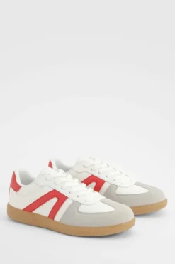 Trainers*boohoo Contrast Panel Gum Sole Trainers red