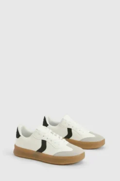 Trainers*boohoo Contrast Panel Gum Sole Trainers white