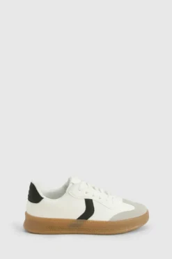 Trainers*boohoo Contrast Panel Gum Sole Trainers white
