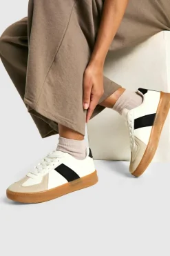 Trainers*boohoo Contrast Panel Gum Sole Trainers beige