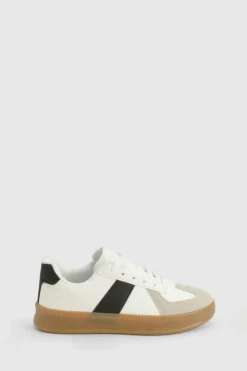 Trainers*boohoo Contrast Panel Gum Sole Trainers beige