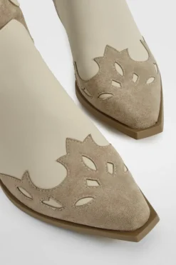 Cowboy Boots|All Boots*boohoo Contrast Panel Western Cowboy Boots taupe