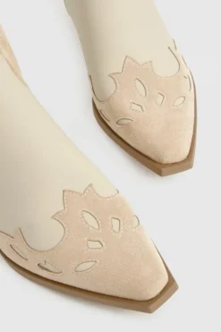 Cowboy Boots*boohoo Contrast Panel Western Cowboy Boots beige