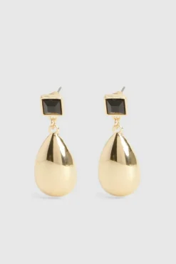 Earrings*boohoo Contrast Pebble Drop Earrings gold