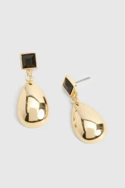 Earrings*boohoo Contrast Pebble Drop Earrings gold