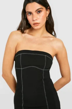 Bodycon Dresses*boohoo Contrast Seam Bandeau Mini Dress black