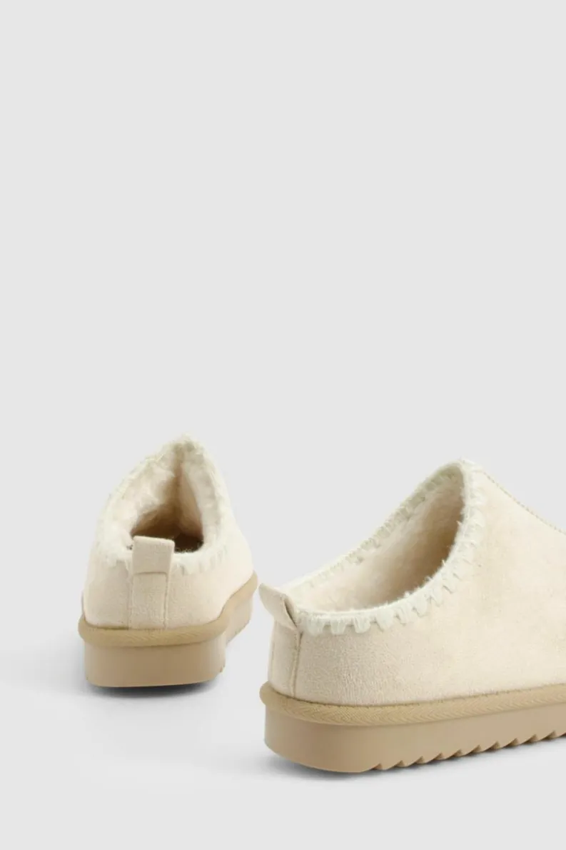 Cosy Boots*boohoo Contrast Stitch Cosy Mules sand