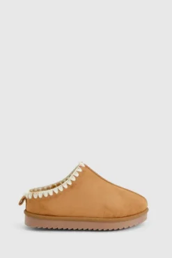 Cosy Boots|All Boots*boohoo Contrast Stitch Cosy Mules chestnut