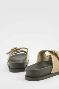 Sandals*boohoo Contrast Stitch Slider beige