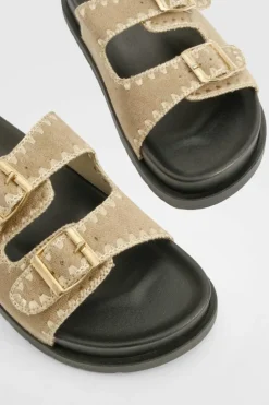 Sandals*boohoo Contrast Stitch Slider beige