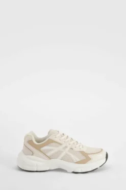 Trainers*boohoo Contrast Stripe Chunky Sporty Dad Trainers nude