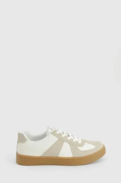 Trainers*boohoo Contrast Stripe Gum Sole Trainers white