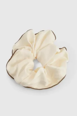 Hair Accessories*boohoo Contrast Trim Satin Oversized Scrunchie cream