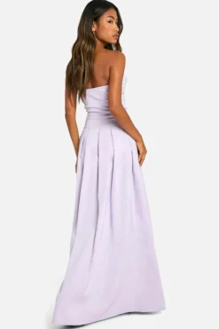 Skater Dresses*boohoo corset bengaline maxi skater dress lilac