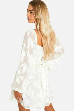 Skater Dresses|Mini Dresses*boohoo Corset Detail Long Sleeve Mini Dress white