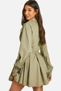 Shirt Dresses*boohoo Corset Detail Shirt Dress khaki