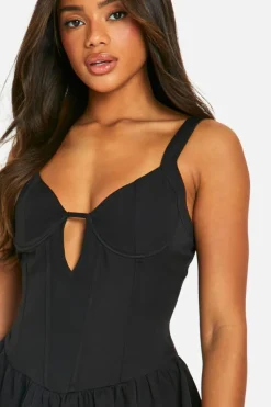 Skater Dresses*boohoo Corset Detail Skater Dress black