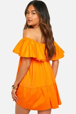 Smock Dresses*boohoo Cotton Frill Detail Smock Dress orange