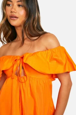 Smock Dresses*boohoo Cotton Frill Detail Smock Dress orange