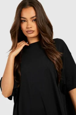 T-Shirt Dresses|Shirt Dresses*boohoo Cotton Super Oversized Midi T-shirt Dress black