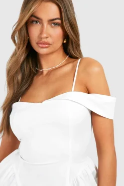 Skater Dresses|Mini Dresses*boohoo Cotton Volume Mini Dress white