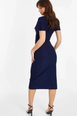 Midi Dresses*Quiz Cowl Neck Buckle Midi Dress Blue
