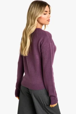 Cardigans|Jumpers & Cardigans*boohoo Crew Neck Fine Gauge Micro Cardigan purple
