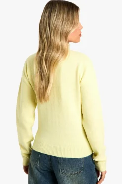Cardigans|Jumpers & Cardigans*boohoo Crew Neck Fine Gauge Micro Cardigan lemon