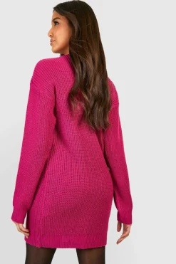 Mini Dresses|Jumper Dresses*boohoo Crew Neck Jumper Dress orchid