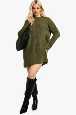 Jumper Dresses|Jumper Dresses*boohoo Crew Neck Jumper Dress khaki