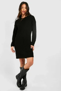 Jumper Dresses|Jumper Dresses*boohoo Crew Neck Mini Jumper Dress black
