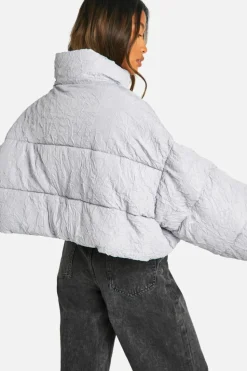 Up To 80% Off Winter Warmers|Puffer Jackets*boohoo Crinkle Boxy Puffer Jacket grey
