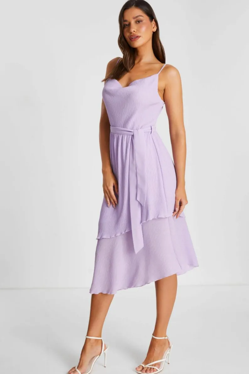Midi Dresses*Quiz Crinkle Tiered Midi Dress Lilac